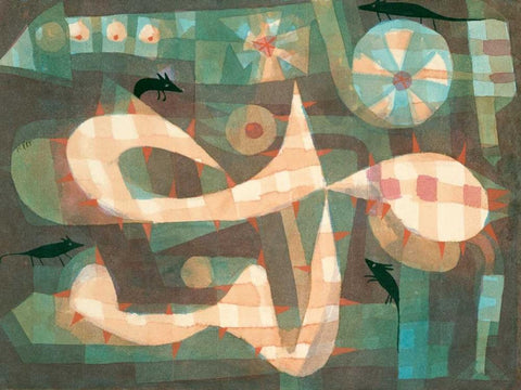The Barbed Noose with the Mice Black Ornate Wood Framed Art Print with Double Matting by Klee, Paul