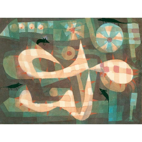 The Barbed Noose with the Mice White Modern Wood Framed Art Print by Klee, Paul