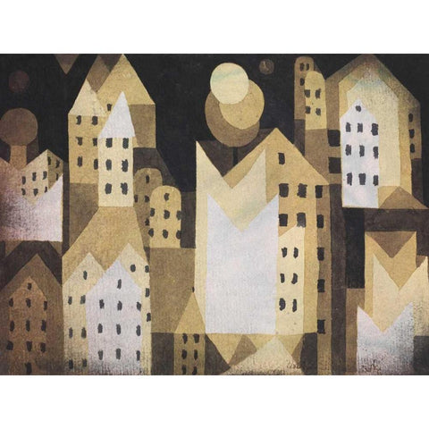Cold City Black Modern Wood Framed Art Print by Klee, Paul