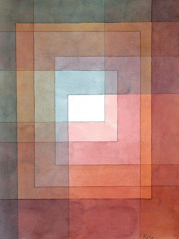 White Framed Polyphonically White Modern Wood Framed Art Print with Double Matting by Paul, Klee