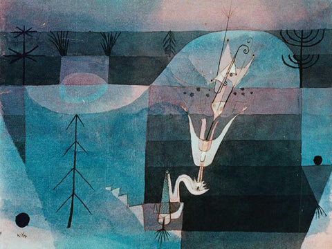 Wallflower (detail) White Modern Wood Framed Art Print with Double Matting by Klee, Paul