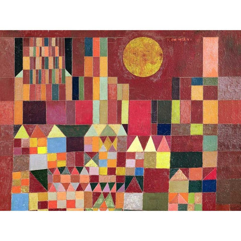Castle and Sun (detail) White Modern Wood Framed Art Print by Klee, Paul