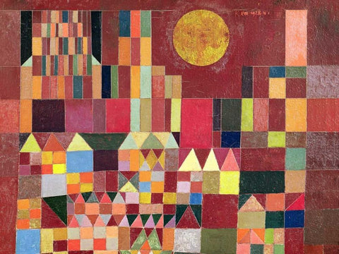 Castle and Sun (detail) White Modern Wood Framed Art Print with Double Matting by Klee, Paul