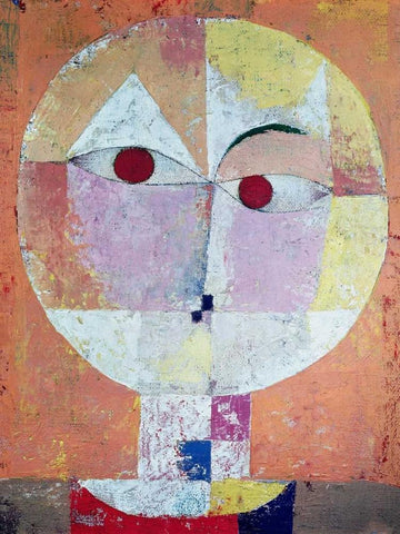 Senecio (detail) White Modern Wood Framed Art Print with Double Matting by Klee, Paul