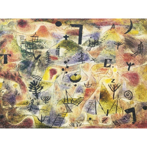 Abstract Painting Black Modern Wood Framed Art Print by Klee, Paul