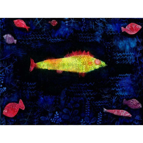 The Goldfish Gold Ornate Wood Framed Art Print with Double Matting by Klee, Paul