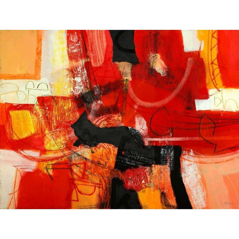 Davanti al fuoco Black Modern Wood Framed Art Print by Piovan, Maurizio