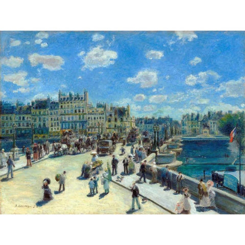 Pont Neuf Paris Gold Ornate Wood Framed Art Print with Double Matting by Renoir, Pierre-Auguste