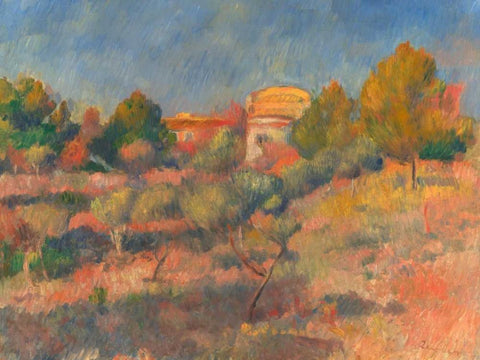 Pigeon Coop at Bellevue  White Modern Wood Framed Art Print with Double Matting by Renoir, Pierre-Auguste