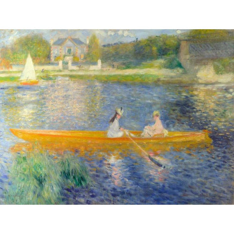 La Yole Black Modern Wood Framed Art Print with Double Matting by Renoir, Pierre-Auguste