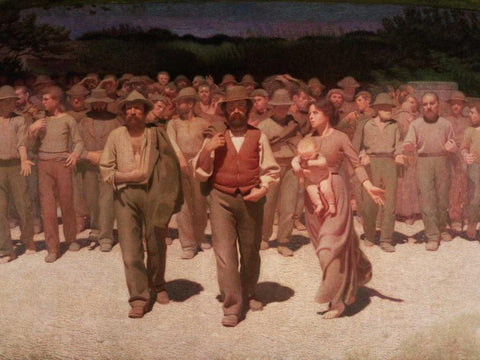 Il Quarto Stato White Modern Wood Framed Art Print with Double Matting by Pellizza da Volpedo, Giuseppe