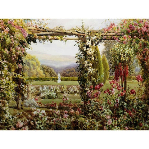 The Rose Garden White Modern Wood Framed Art Print by Atkinson, Robert