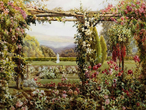 The Rose Garden Black Ornate Wood Framed Art Print with Double Matting by Atkinson, Robert