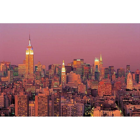 Sunset over Manhattan Black Modern Wood Framed Art Print with Double Matting by Berenholtz, Richard