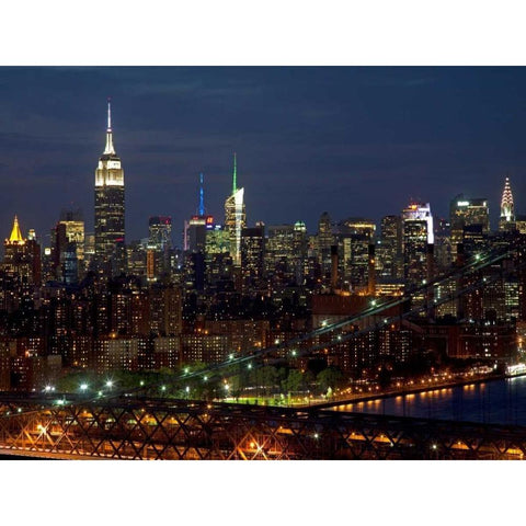 Midtown Manhattan at night Black Modern Wood Framed Art Print by Berenholtz, Richard