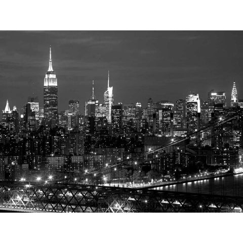 Midtown Manhattan at night Gold Ornate Wood Framed Art Print with Double Matting by Berenholtz, Richard