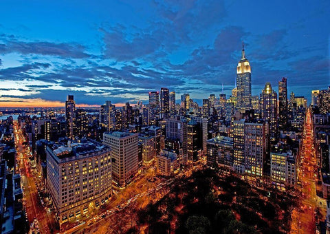 Chelsea and Midtown Manhattan White Modern Wood Framed Art Print with Double Matting by Berenholtz, Richard