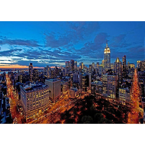 Chelsea and Midtown Manhattan Black Modern Wood Framed Art Print with Double Matting by Berenholtz, Richard