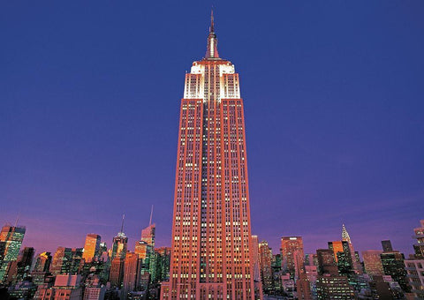Empire State Building White Modern Wood Framed Art Print with Double Matting by Berenholtz, Richard