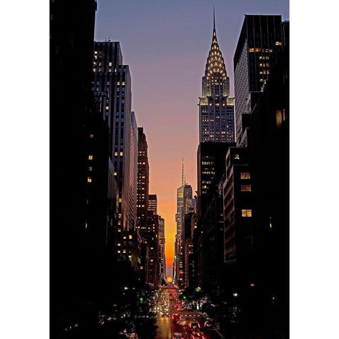 Manhattanhenge Black Modern Wood Framed Art Print with Double Matting by Berenholtz, Richard
