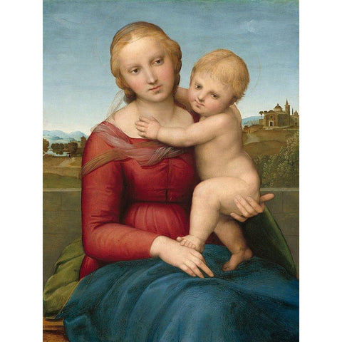 The Small Cowper Madonna Gold Ornate Wood Framed Art Print with Double Matting by Raffaello