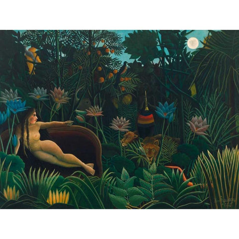 The Dream  Gold Ornate Wood Framed Art Print with Double Matting by Rousseau, Henri