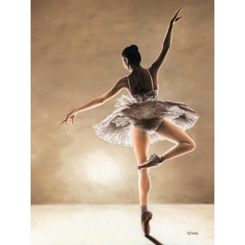 Dance Away Black Modern Wood Framed Art Print with Double Matting by Young, Richard