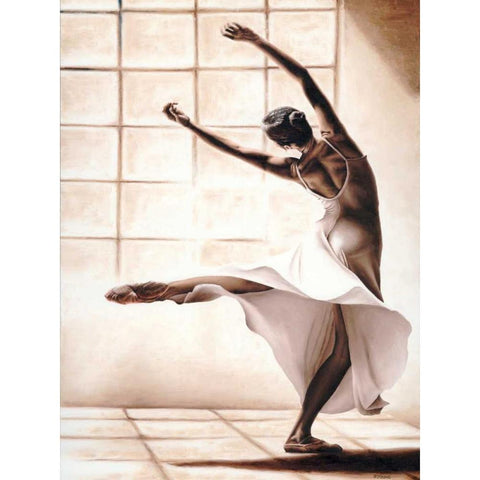 Dance Finesse White Modern Wood Framed Art Print by Young, Richard