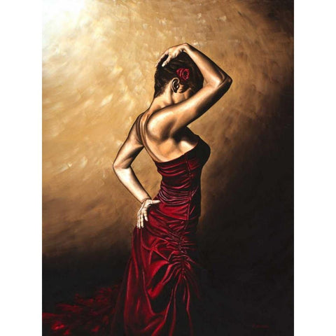 Flamenco Woman Gold Ornate Wood Framed Art Print with Double Matting by Young, Richard