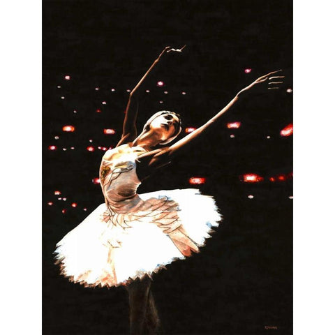 Prima Ballerina Black Modern Wood Framed Art Print with Double Matting by Young, Richard