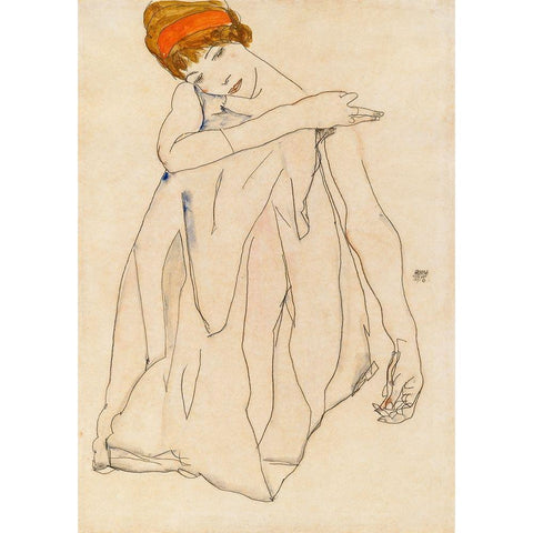 The Dancer Black Modern Wood Framed Art Print with Double Matting by Schiele, Egon