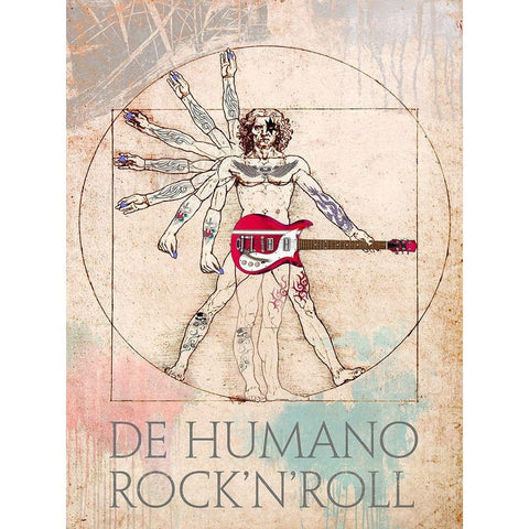 De Humano Rocknroll Black Modern Wood Framed Art Print by Hill, Steven
