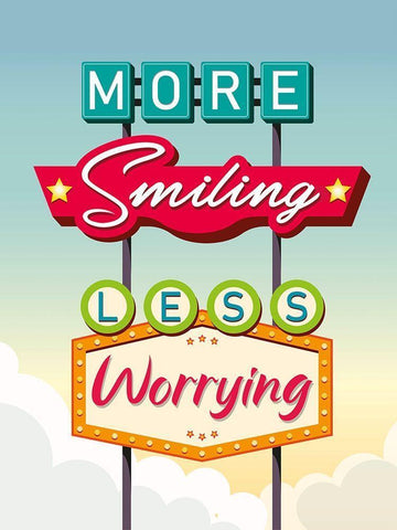More smiling less worrying White Modern Wood Framed Art Print with Double Matting by Steven, Hill