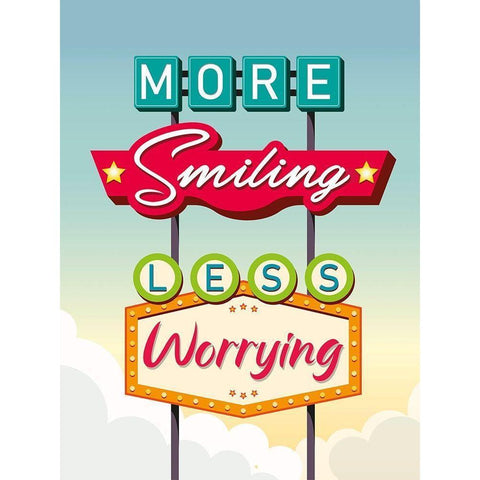 More smiling less worrying Black Modern Wood Framed Art Print by Steven, Hill