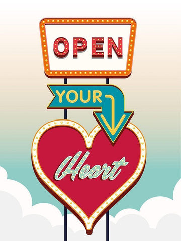 Open your heart White Modern Wood Framed Art Print with Double Matting by Steven, Hill