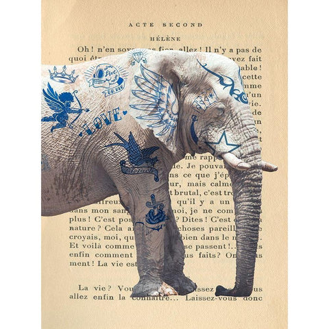 Tattooed Savannah I White Modern Wood Framed Art Print by Hill, Steven