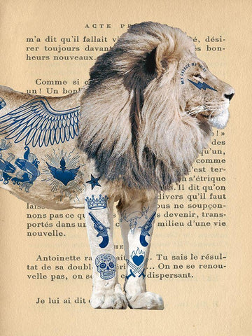 Tattooed Savannah II Black Ornate Wood Framed Art Print with Double Matting by Hill, Steven