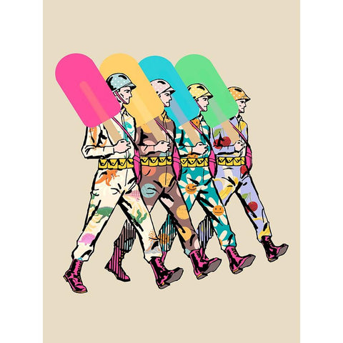 No War Army White Modern Wood Framed Art Print by Hill, Steven