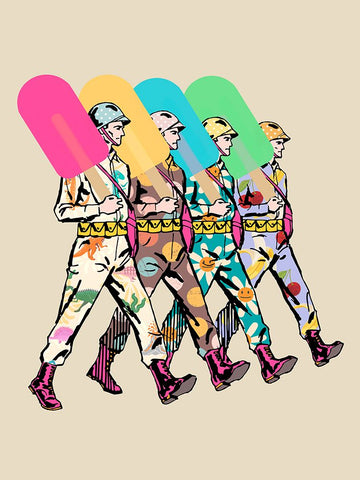 No War Army White Modern Wood Framed Art Print with Double Matting by Hill, Steven