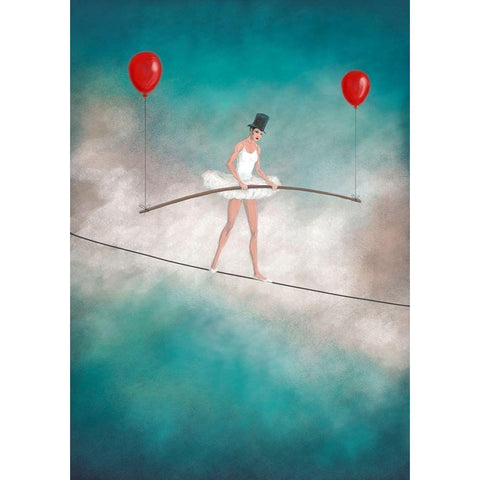 LAcrobate White Modern Wood Framed Art Print by Lamanche, Stef