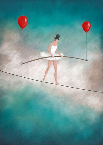 LAcrobate White Modern Wood Framed Art Print with Double Matting by Lamanche, Stef