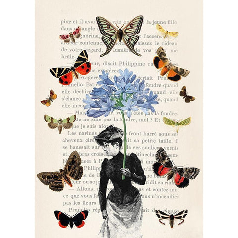 Lady of Butterflies White Modern Wood Framed Art Print by Lamanche, Stef