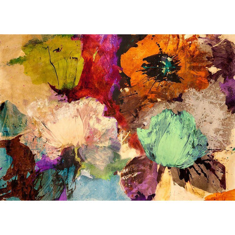Floating Flowers Black Modern Wood Framed Art Print by Stone, Jim