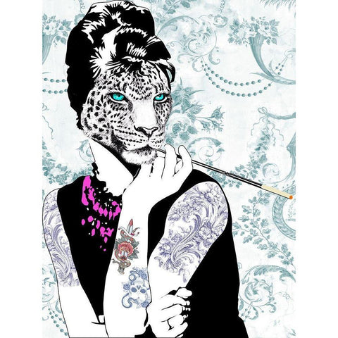 Smoking Diva Gold Ornate Wood Framed Art Print with Double Matting by Matt, Spencer