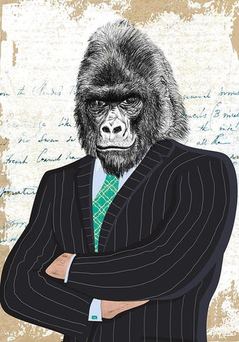 Distinguished Boss Black Ornate Wood Framed Art Print with Double Matting by Matt, Spencer