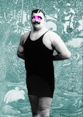 Strongman Black Ornate Wood Framed Art Print with Double Matting by Spencer, Matt