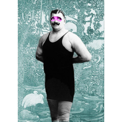 Strongman Black Modern Wood Framed Art Print by Spencer, Matt