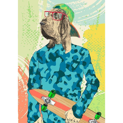 Skaterboy Black Modern Wood Framed Art Print by Spencer, Matt
