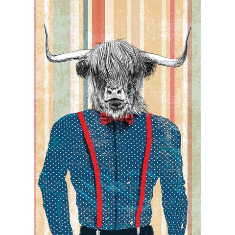 Rough Guy Black Modern Wood Framed Art Print with Double Matting by Spencer, Matt