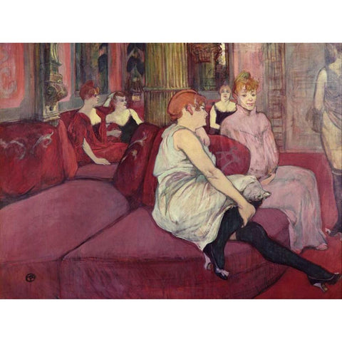 In the Salon at the Rue des Moulins Black Modern Wood Framed Art Print with Double Matting by de Toulouse-Lautrec, Henri